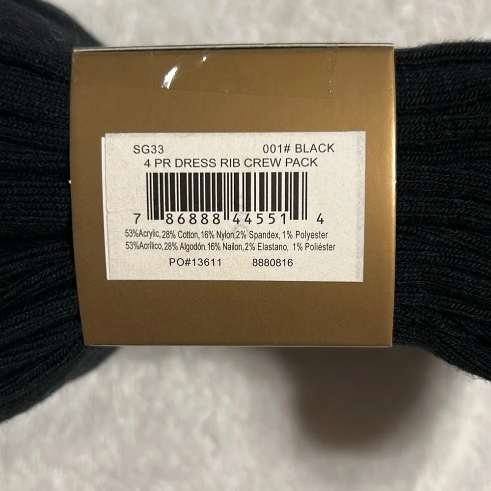 Gold Toe Men's Black and Gold Casual Socks. Sizes L 6-12